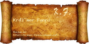 Krámer Fanni névjegykártya